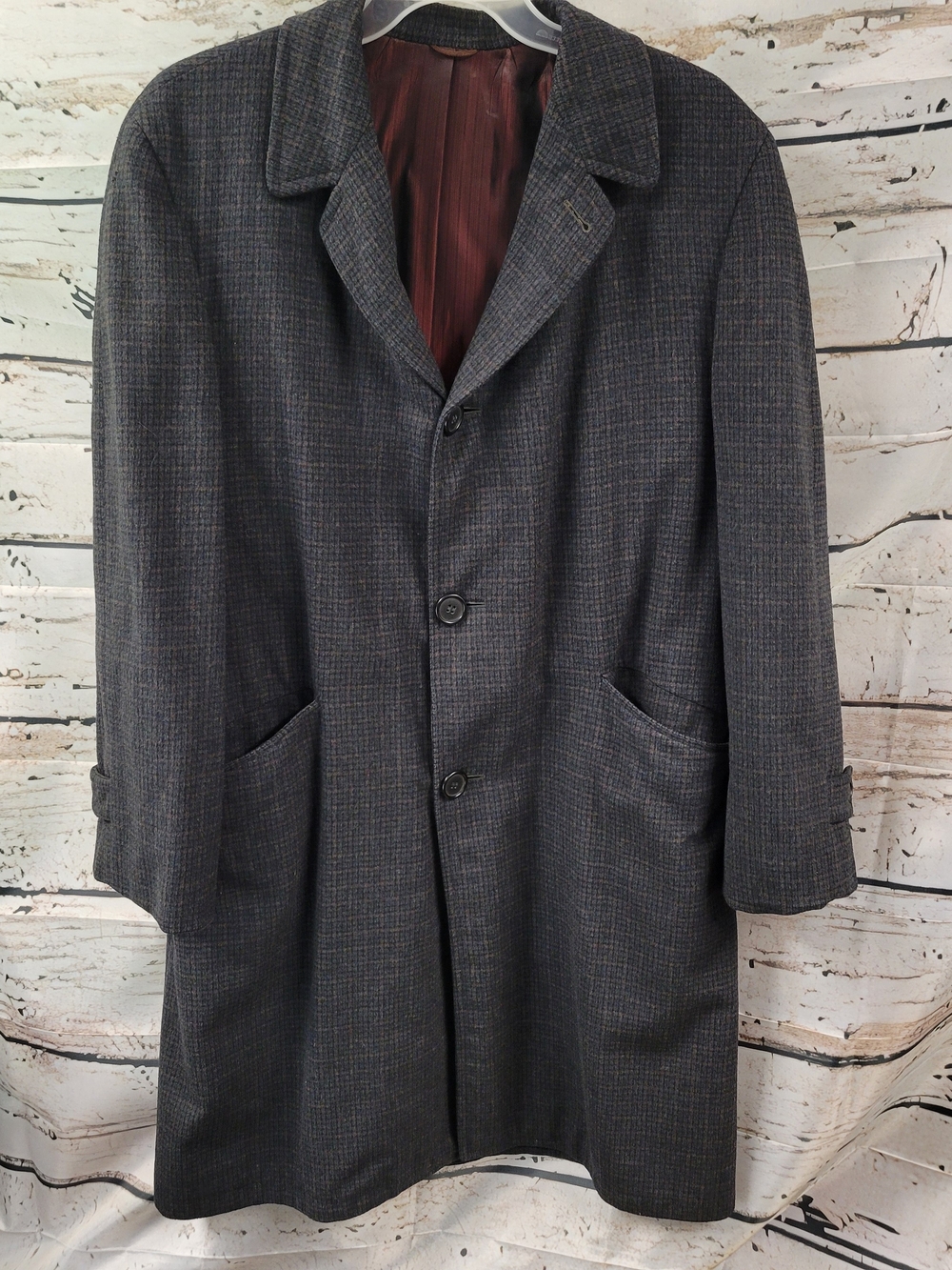Vintage Eatonia Wool Cashmere Plaid Overcoat Made in England Long Coat Eaton's